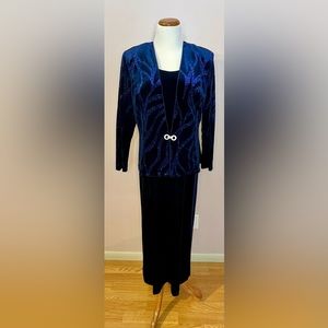 R&M Richards by Karen Kwong Navy glitter and velvet dress